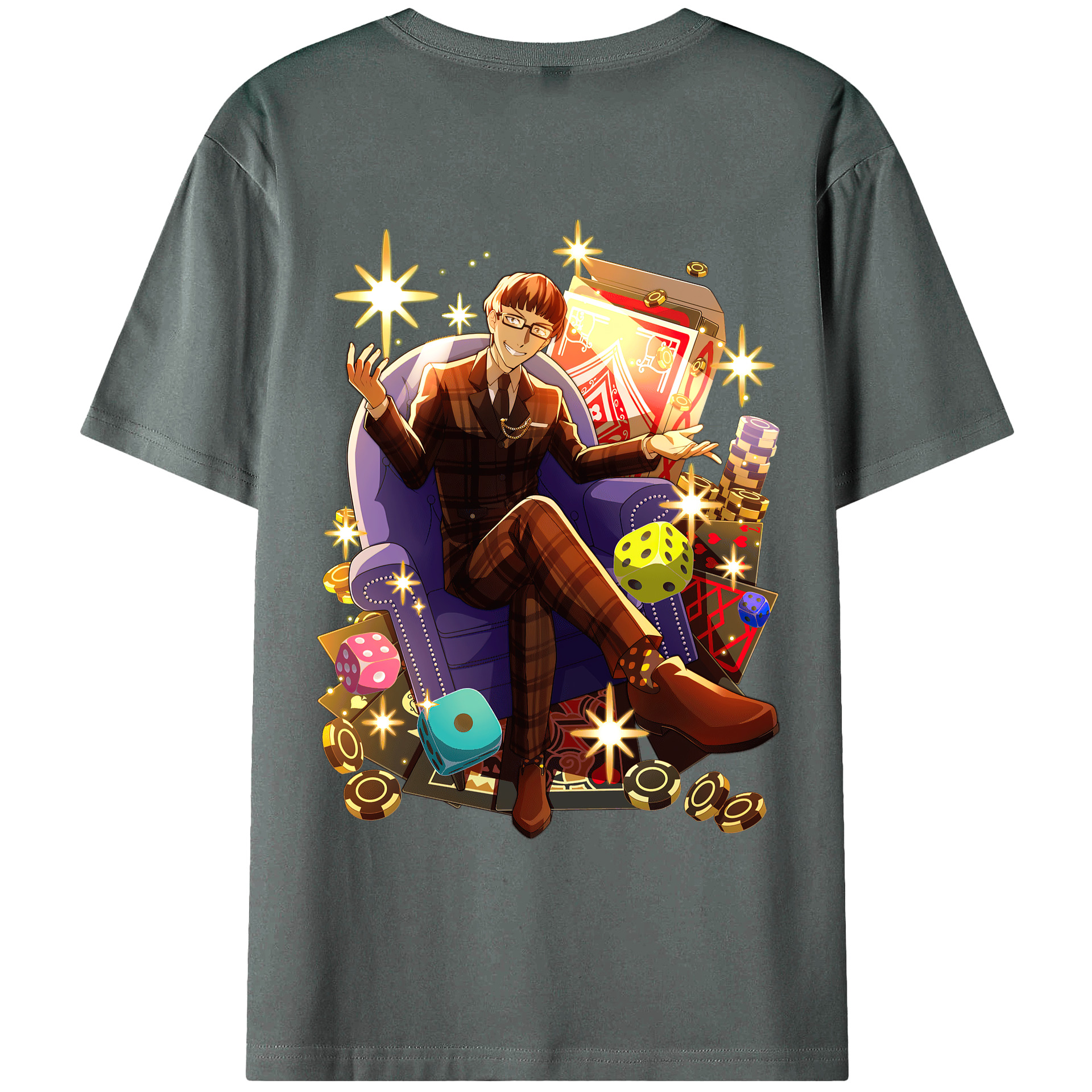 （画像用） 文豪ストレイドッグス Bungo Stray Dogs 綿100％ メンズ半袖Tシャツ（バックプリント） 通気性